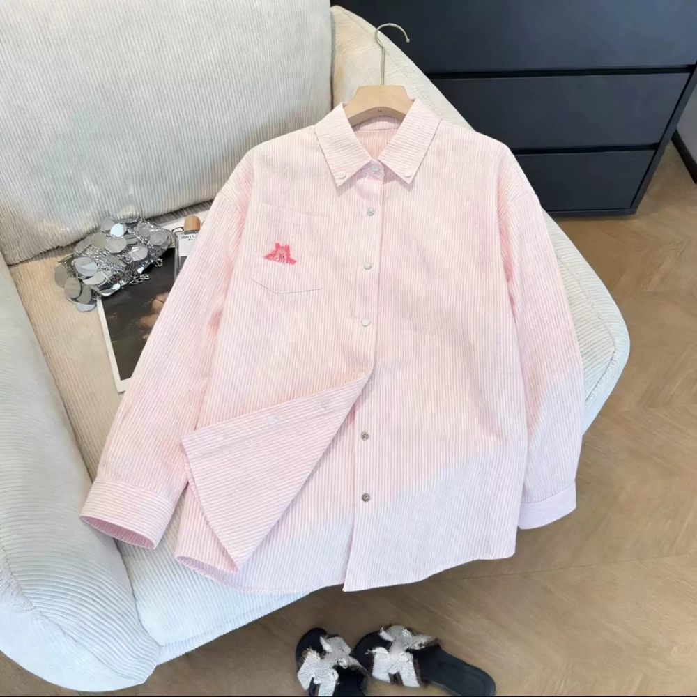 Pink Stripe Logo Pocket Shirt